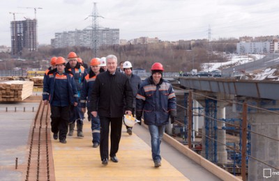 Сегодня мэр города Москвы Сергей Собянин проинспектировал ход строительных работ на одном из участков Северо-западной хорды