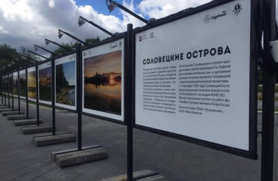 Фотографии представлены на стендах под открытым небом вдоль главной аллеи парка
